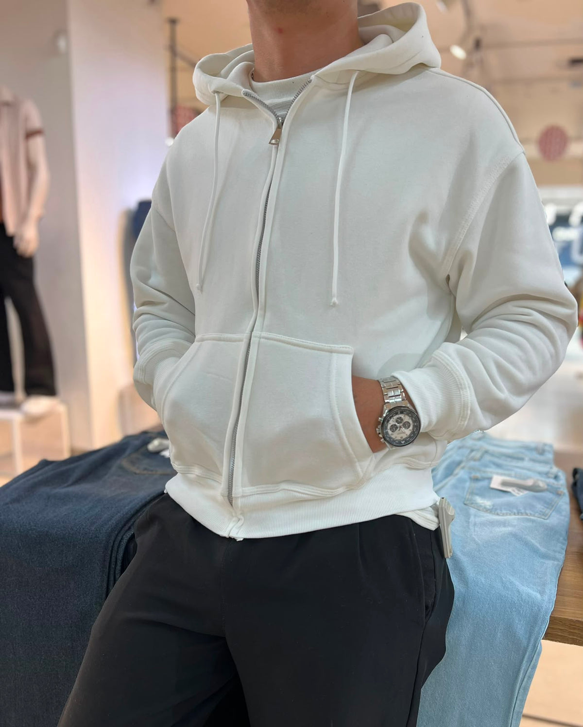 HOODIE ABIERTO BLANCO